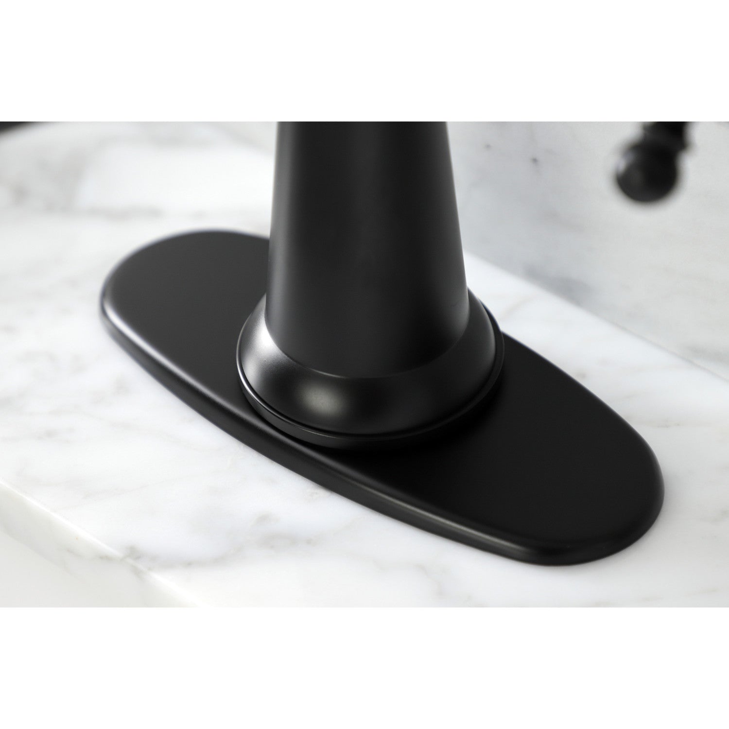 Kingston Heirloom KSD154BXMB - Nautical One-Handle 1-Hole Bathroom Faucet with Deck Plate and Push Pop-Up Drain, Matte Black — thumbnail 3
